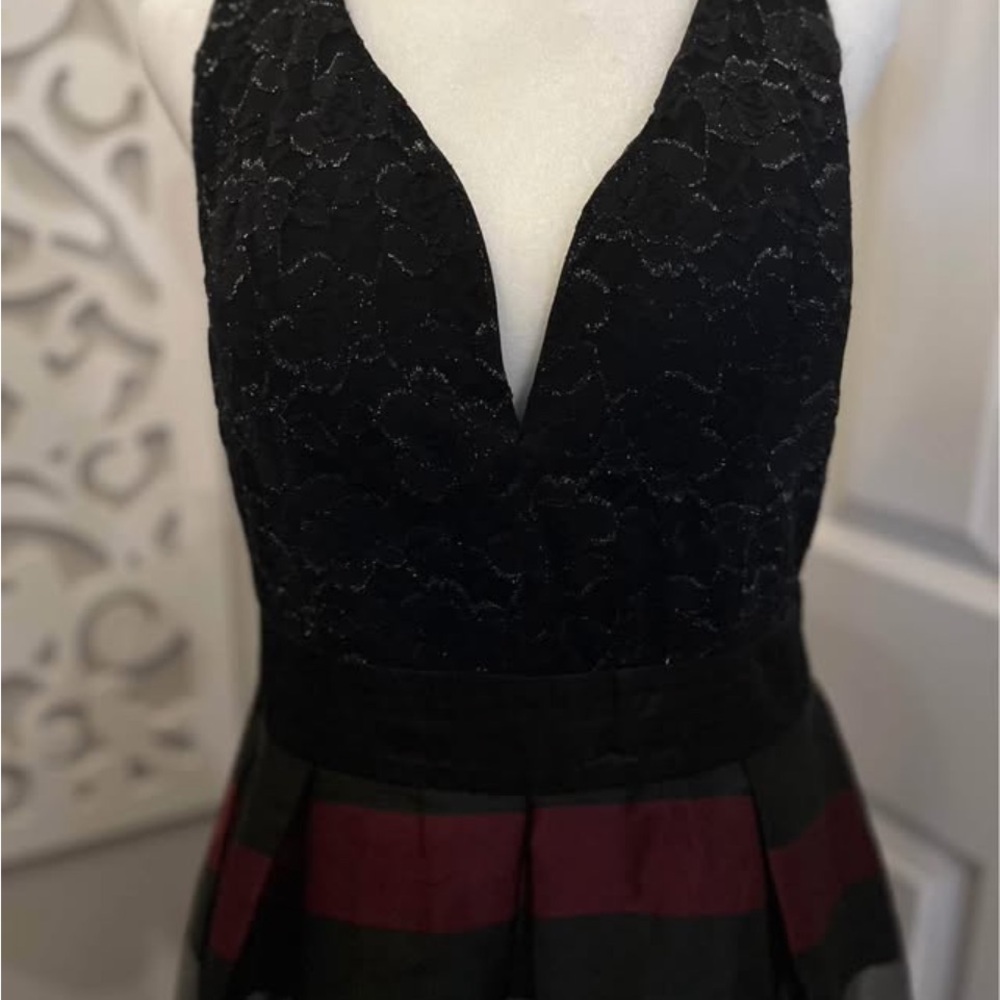 VENUS Black and Purple High Low Cocktail Dress - Picture 5 of 6
